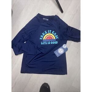 NEW~Life Is Good Kid's Long Sleeve Sunshirt UPF 50+ Sunset, Blue SZ XL (T18)